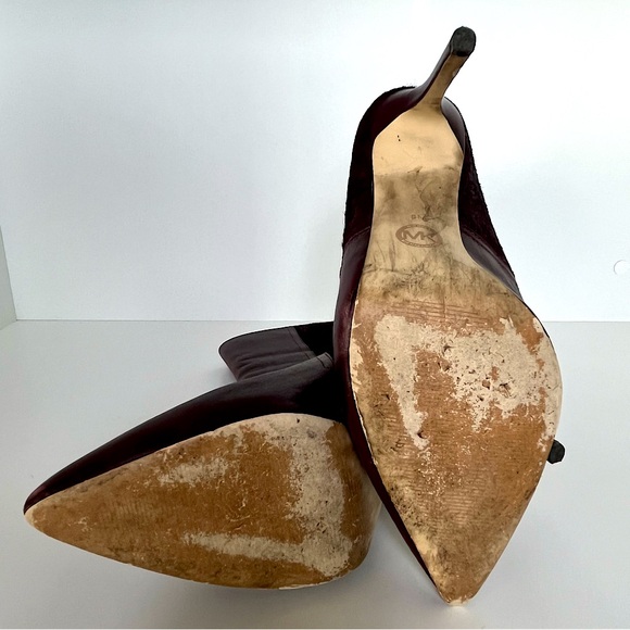 MICHAEL KORS Dawson Stiletto Ankle Boot Size 8 Burgundy Minimalist - Picture 11 of 13